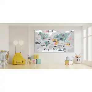 Çocuk Odası Dünya Haritası Kanvas Tablo