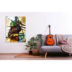 Soyut Gitar Kanvas Tablo