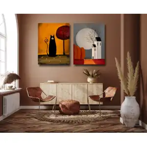 2 Parça Soyut Kanvas Tablo