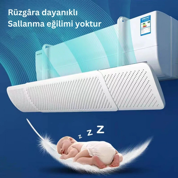 ShopyTech Klima Çarpması Önleyici Ayarlanabilir Delikli  Hava Yönlendirici Universal Split Klima Rüzgar Perdesi, 60- 90 cm