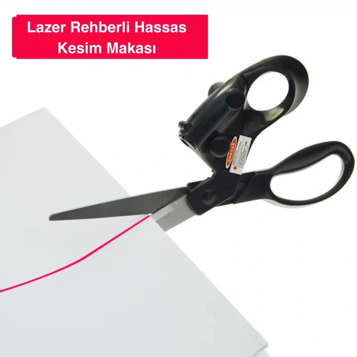 ShopyTech Lazer Rehberli Hassas Kesim Makası Pil ile Çalışan Paslanmaz Çelik Kumaş Kağıt El İşi Makası