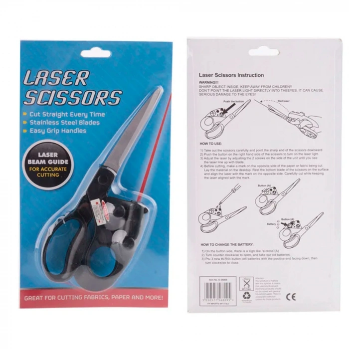 ShopyTech Lazer Rehberli Hassas Kesim Makası Pil ile Çalışan Paslanmaz Çelik Kumaş Kağıt El İşi Makası