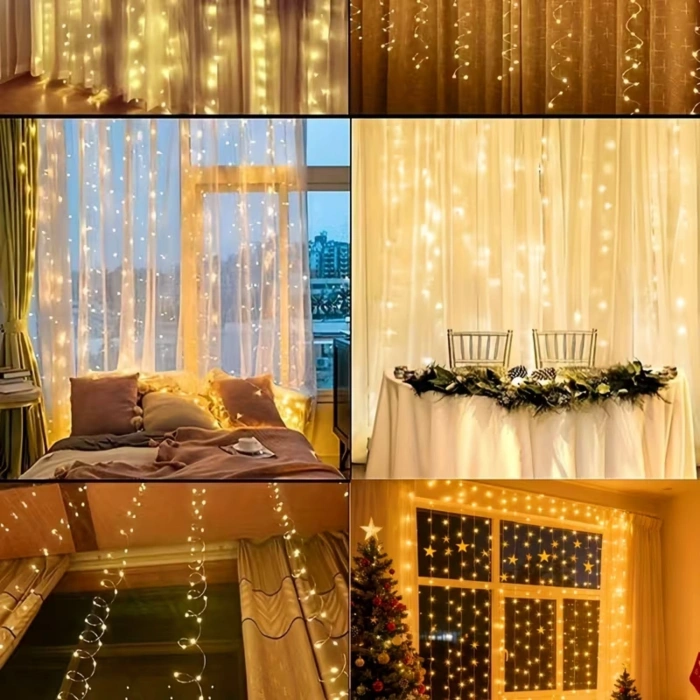 ShopyTech 300 LED USB Perde Işık 8 Modlu Uzaktan Kumandalı Gün Işığı Dekoratif LED Peri Işığı
