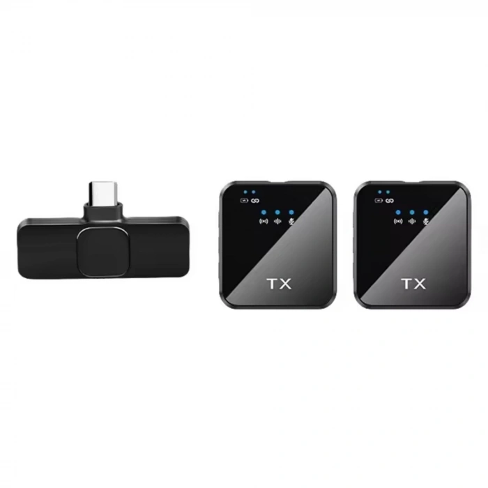ShopyTech Kablosuz 4ü 1 Arada Yaka Mikrofonu Type-C Lightning 3.5mm Uyumlu Gürültü Azaltmalı Telefon Kamera Mikrofonu