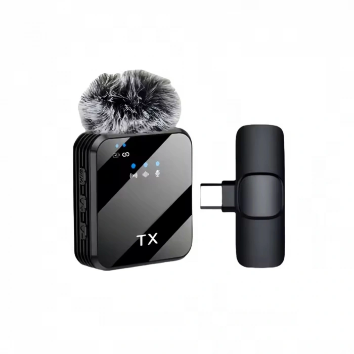 ShopyTech Kablosuz 4ü 1 Arada Yaka Mikrofonu Type-C Lightning 3.5mm Uyumlu Gürültü Azaltmalı Telefon Kamera Mikrofonu