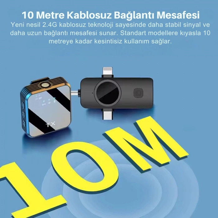 ShopyTech Kablosuz 4ü 1 Arada Yaka Mikrofonu Type-C Lightning 3.5mm Uyumlu Gürültü Azaltmalı Telefon Kamera Mikrofonu