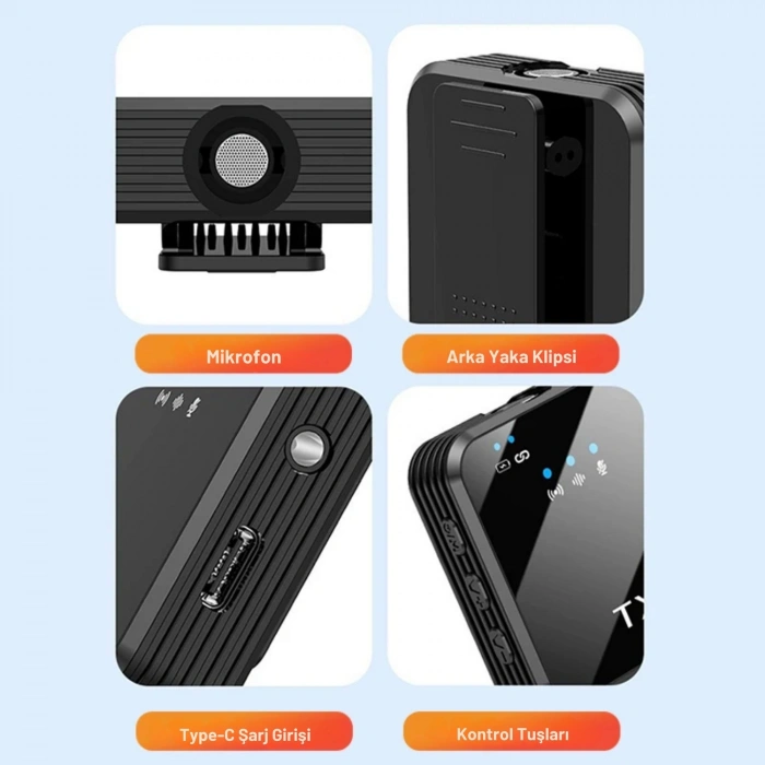 ShopyTech Kablosuz 4ü 1 Arada Yaka Mikrofonu Type-C Lightning 3.5mm Uyumlu Gürültü Azaltmalı Telefon Kamera Mikrofonu