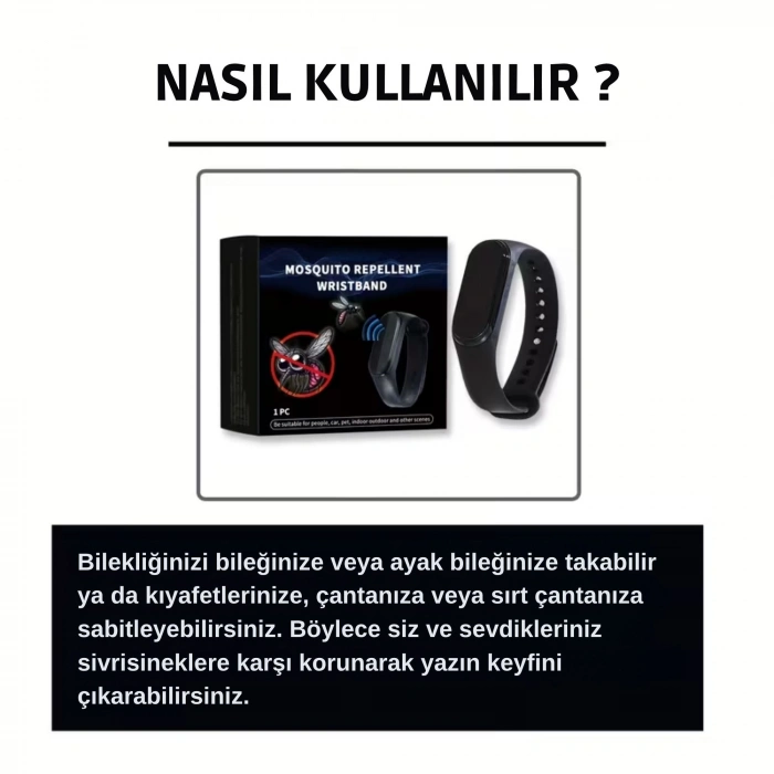 ShopyTech Elektronik Sivrisinek Kovucu Bileklik Unisex Outdoor Kamp Balıkçılık Gece Kullanımı Taşınabilir Bileklik