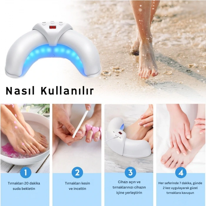 ShoptTech 36W Katlanabilir Tırnak Mantarı Işık Cihazı El ve Ayak Tırnağı İçin LED Fototerapi Lambası, USB Şarjlı