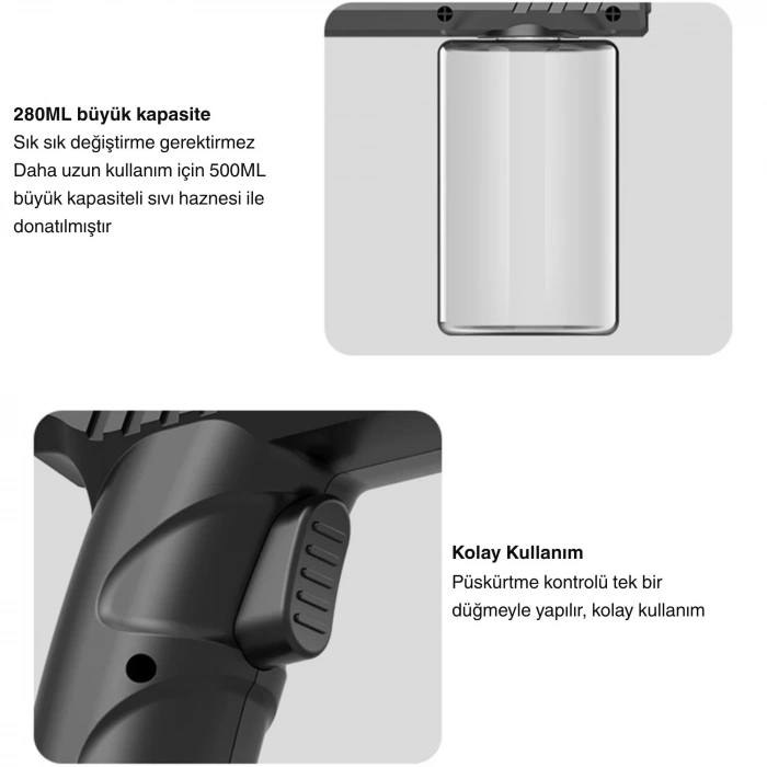 ShopyTech 280 ml Nano Mavi Işıklı Şarjlı Sprey Tabancası Kablosuz Atomizer İnce Sis & 1,1.5 m Menzil USB Şarjlı