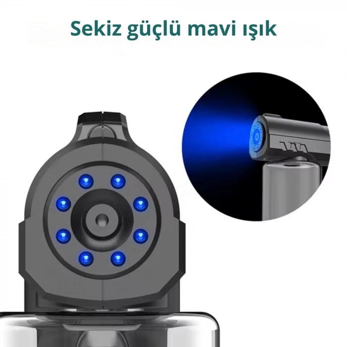 ShopyTech 280 ml Nano Mavi Işıklı Şarjlı Sprey Tabancası Kablosuz Atomizer İnce Sis & 1,1.5 m Menzil USB Şarjlı