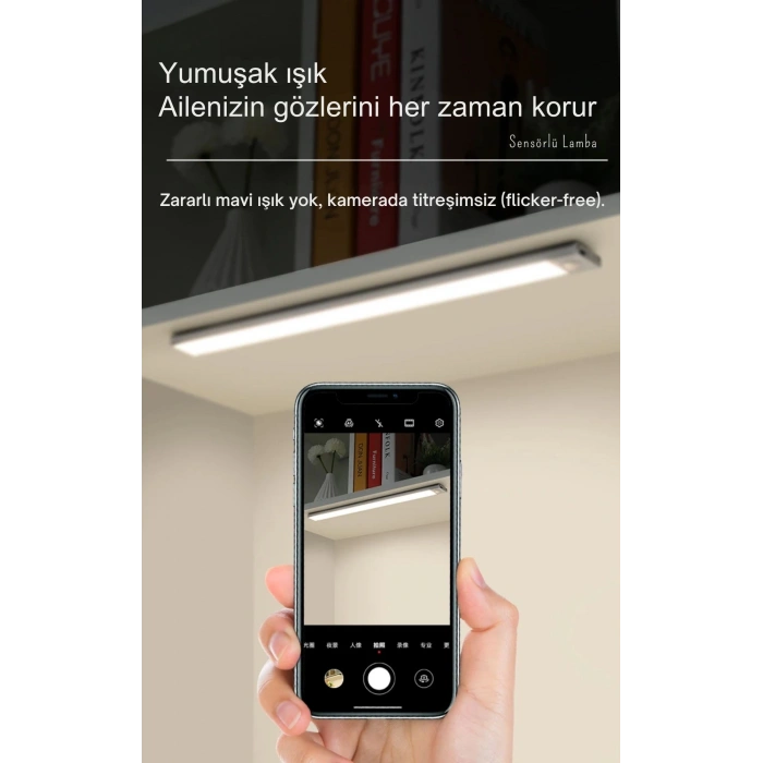 ShopyTech 50 cm Manyetik Şarjlı LED Dolap/Tezgâh Altı Lamba  Hareket Sensörlü 3 Renk Kısılabilir USB Type-C