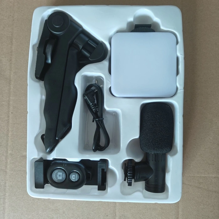 ShopyTech 5i 1 Arada Mikrofonlu LED Işıklı Vlog Kiti Tabanca Tutuşlu Masaüstü Tripod & Selfie Stick|Telefon/Kamera Uyumlu