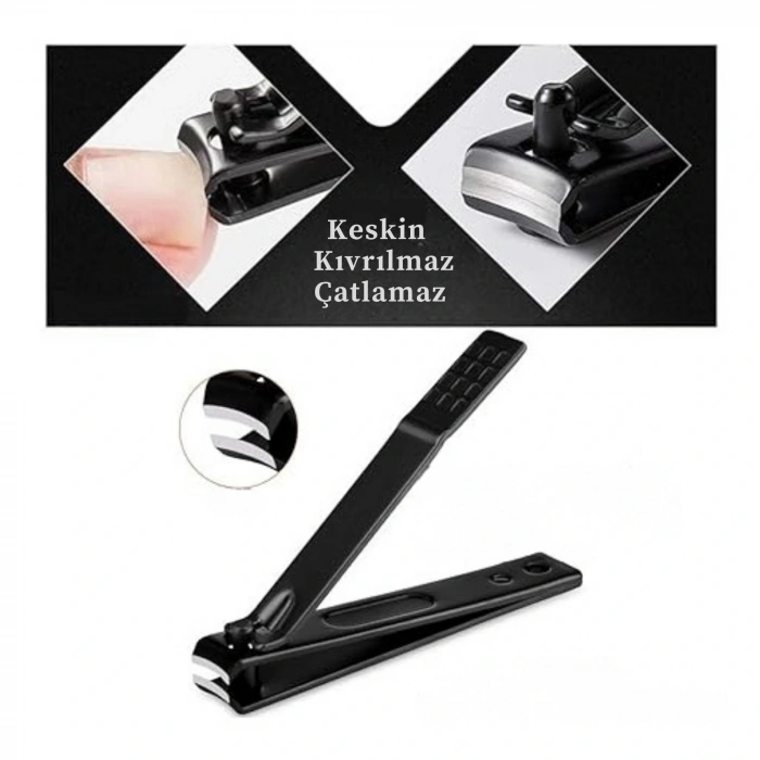 SHOPYTECH 7 Parça Profesyonel Manikür Pedikür Seti Siyah Lüks Seyahat Çantası, Kadın & Erkek Tırnak Bakım Kiti