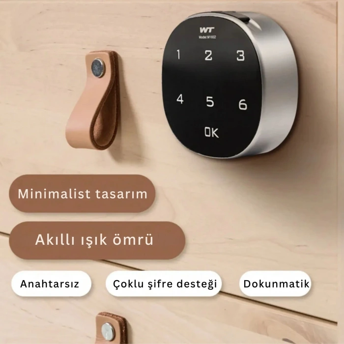ShopyTech Akıllı Şifreli Dolap Çekmece Kilidi Dokunmatik Sayısal Tuş Takımı, Anahtarsız Elektronik Kam Kilit, Metal Ahşap Uyumlu