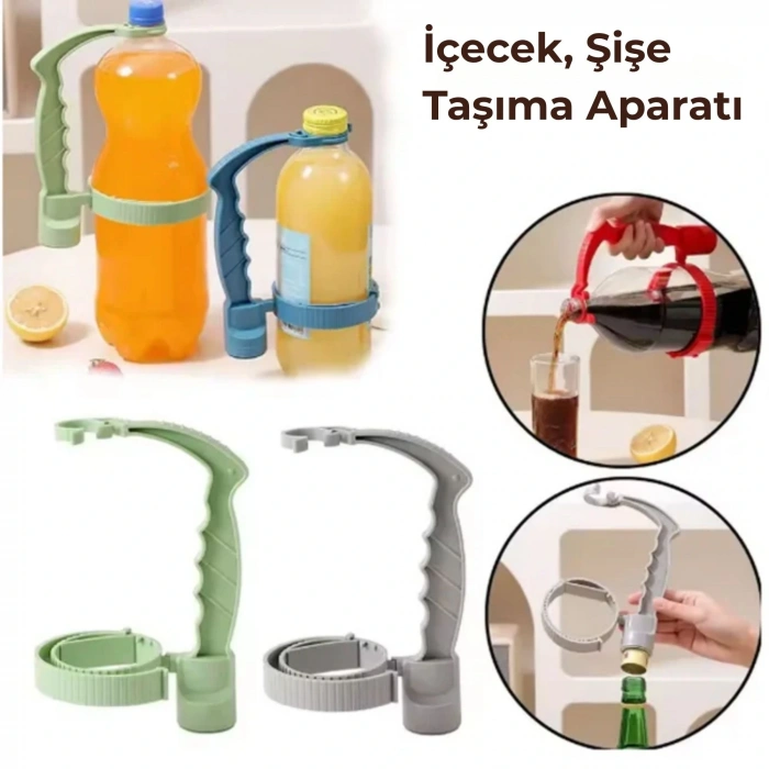 ShopyTech Ayarlanabilir İçecek Şişe Taşıma Sapı Ergonomik Tutma Kolu Şişe Açacaklı Su Yağ Şişesi Kulpu