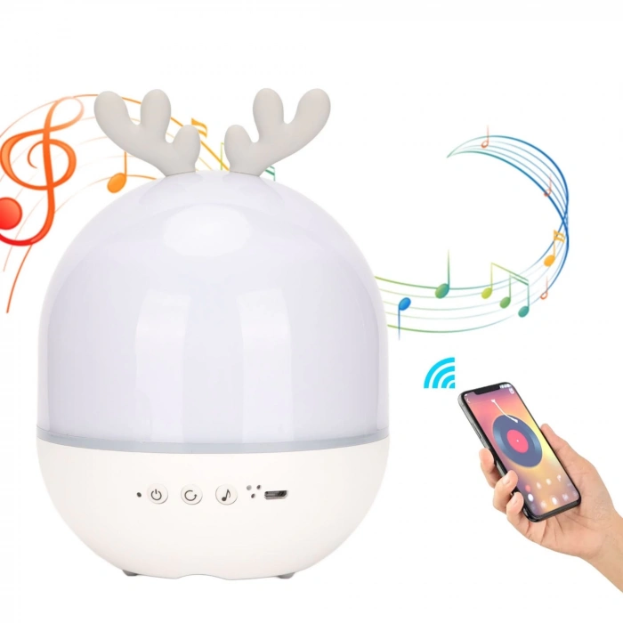 ShopyTech Bluetooth Hoparlörlü Yıldızlı Gece Lambası Projektör Geyik Boynuzlu Döner Işık Uzaktan Kumandalı  Zamanlayıcı USB Şarjlı 10 Tema Film