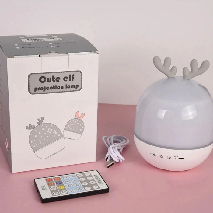 ShopyTech Bluetooth Hoparlörlü Yıldızlı Gece Lambası Projektör Geyik Boynuzlu Döner Işık Uzaktan Kumandalı  Zamanlayıcı USB Şarjlı 10 Tema Film