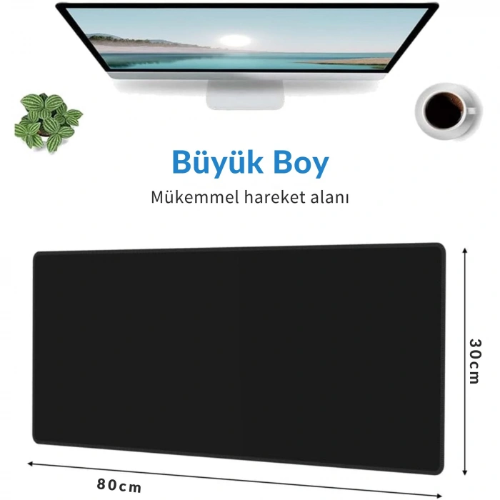 ShopyTech Excel Kısayol Mouse Pad 80×30 cm Büyük Boy Kaymaz Taban Su Geçirmez Dikişli Kenar  Word/Excel/PPT Kısayol Rehberi