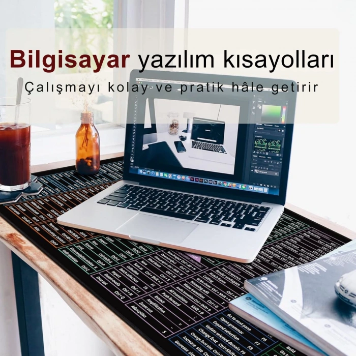 ShopyTech Excel Kısayol Mouse Pad 80×30 cm Büyük Boy Kaymaz Taban Su Geçirmez Dikişli Kenar  Word/Excel/PPT Kısayol Rehberi