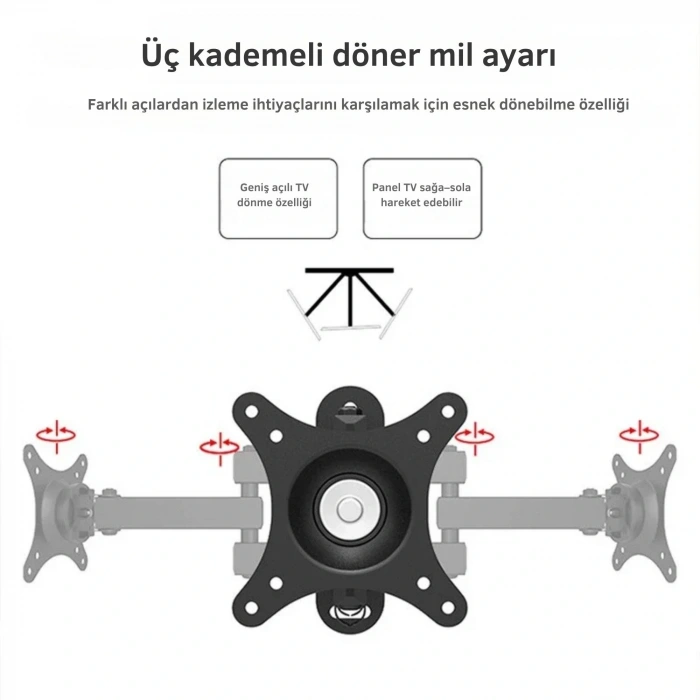 ShopyTech Hareketli 1032 TV Monitör Duvar Askı Aparatı 2 Kollu Tam Hareketli VESA 75x75 100x100  8 kg Taşıma Kapasiteli