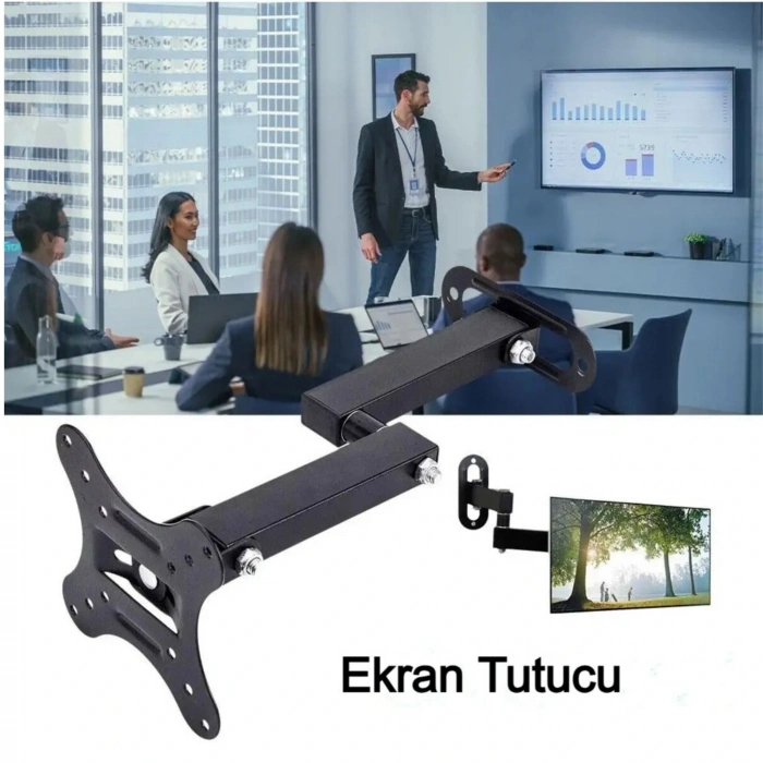 ShopyTech Hareketli 1032 TV Monitör Duvar Askı Aparatı 2 Kollu Tam Hareketli VESA 75x75 100x100  8 kg Taşıma Kapasiteli