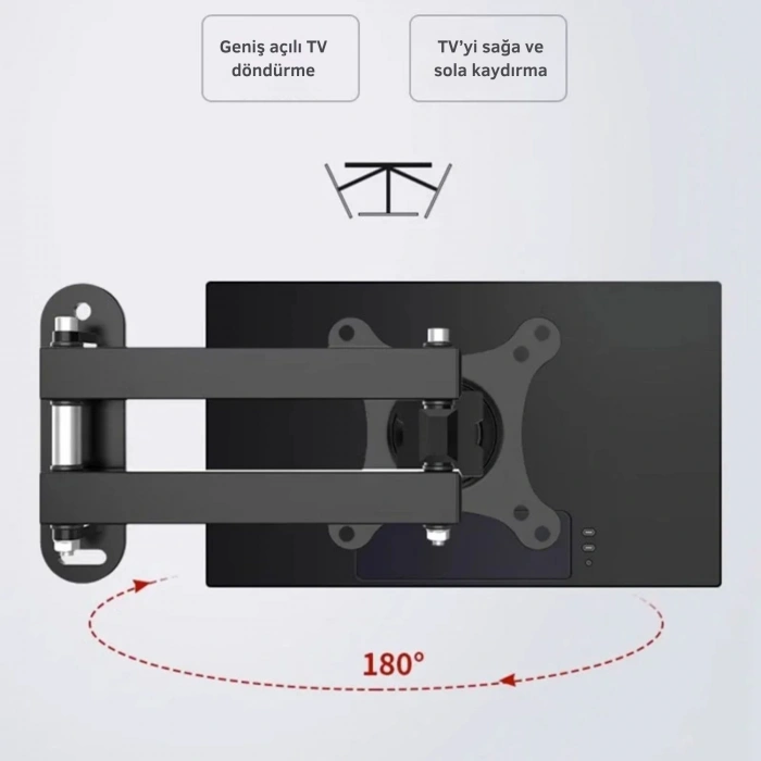 ShopyTech Hareketli 1032 TV Monitör Duvar Askı Aparatı 2 Kollu Tam Hareketli VESA 75x75 100x100  8 kg Taşıma Kapasiteli