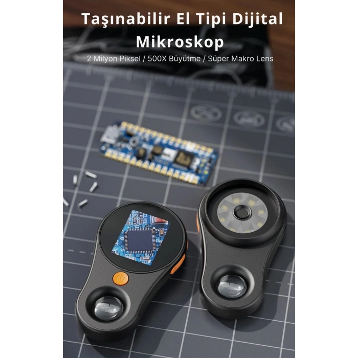 ShopyTech IPS Ekranlı Taşınabilir Dijital Mikroskop 500X 2MP 8 LED Işıklı 1080P Foto/Video TypeC Windows/Mac Uyumlu