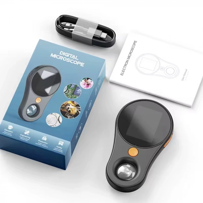 ShopyTech IPS Ekranlı Taşınabilir Dijital Mikroskop 500X 2MP 8 LED Işıklı 1080P Foto/Video TypeC Windows/Mac Uyumlu