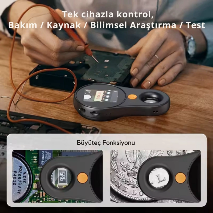 ShopyTech IPS Ekranlı Taşınabilir Dijital Mikroskop 500X 2MP 8 LED Işıklı 1080P Foto/Video TypeC Windows/Mac Uyumlu