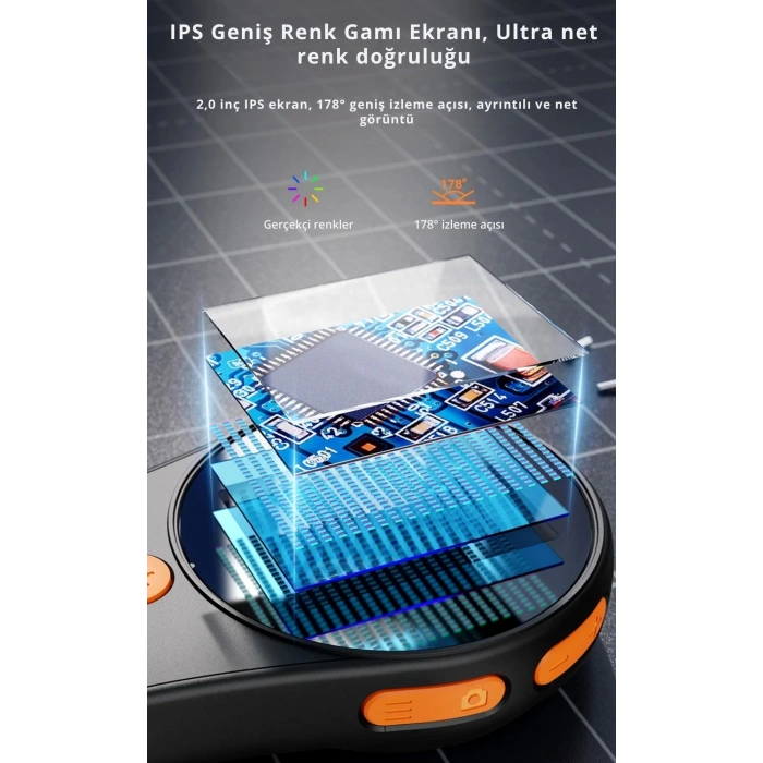 ShopyTech IPS Ekranlı Taşınabilir Dijital Mikroskop 500X 2MP 8 LED Işıklı 1080P Foto/Video TypeC Windows/Mac Uyumlu