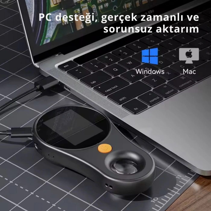 ShopyTech IPS Ekranlı Taşınabilir Dijital Mikroskop 500X 2MP 8 LED Işıklı 1080P Foto/Video TypeC Windows/Mac Uyumlu