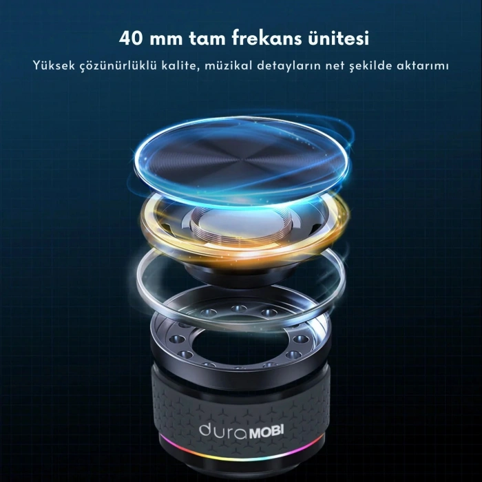 ShopyTech Kemik İletimli Kablosuz Bluetooth Hoparlör RGB Neon Işıklı Manyetik IP54 Su Sıçramasına Dayanıklı Mini Speaker