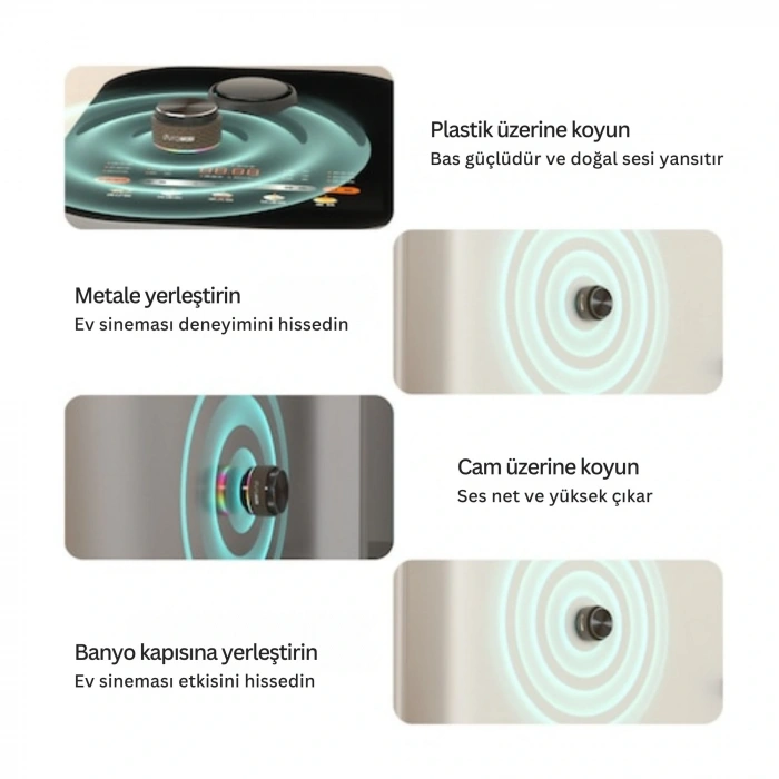 ShopyTech Kemik İletimli Kablosuz Bluetooth Hoparlör RGB Neon Işıklı Manyetik IP54 Su Sıçramasına Dayanıklı Mini Speaker