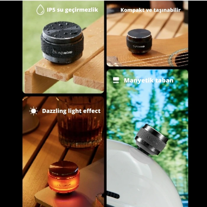 ShopyTech Kemik İletimli Kablosuz Bluetooth Hoparlör RGB Neon Işıklı Manyetik IP54 Su Sıçramasına Dayanıklı Mini Speaker