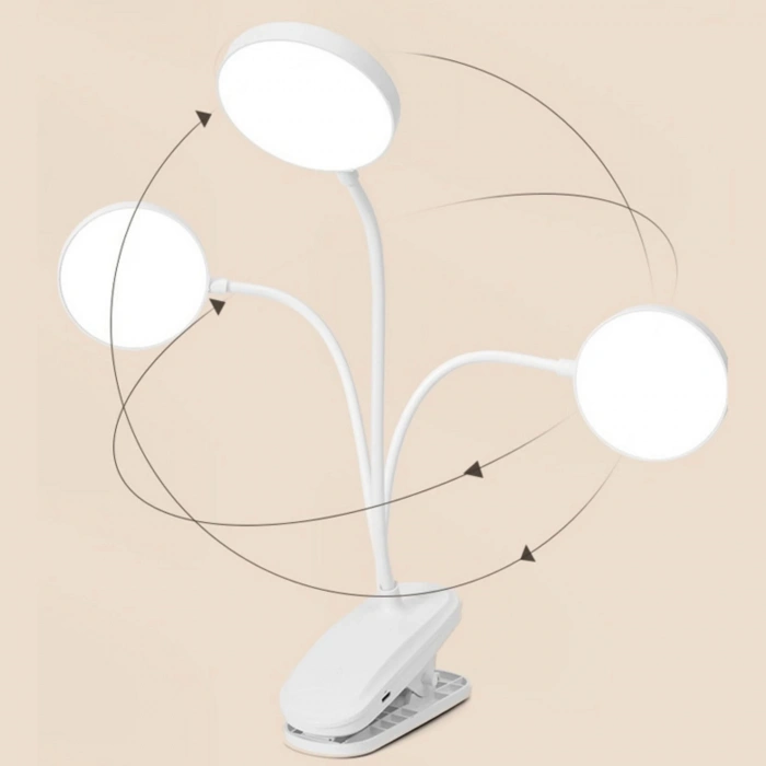 ShopyTech Klipsli LED Masa Lambası USB Şarjlı 3 Kademeli Dokunmatik Göz Yormaz Işık (4000 mAh)