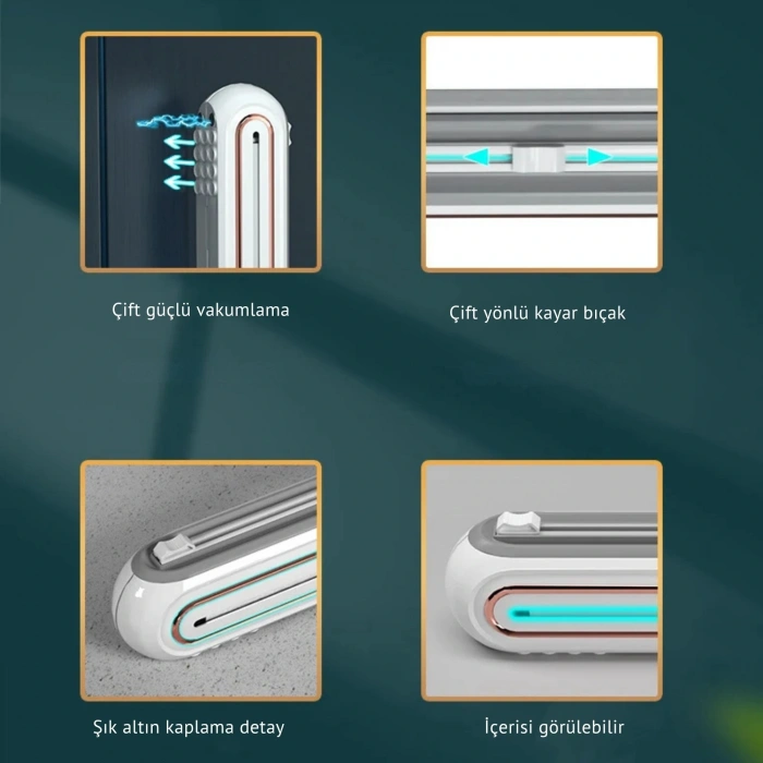 ShopyTech Mıknatıslı Streç Film Folyo Yağlı Kağıt Dispenseri Çift Yönlü Bıçaklı 30 cm Rulo Kesici