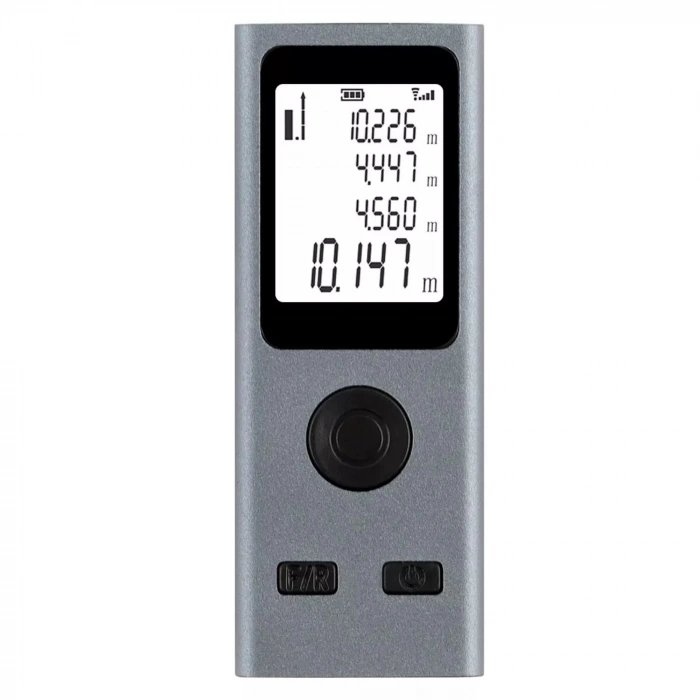 ShopyTech Mini USB Şarjlı Lazer Metre 50 m Dijital Mesafe Ölçer Alan/Hacim Hesabı Pisagor Sürekli Ölçüm