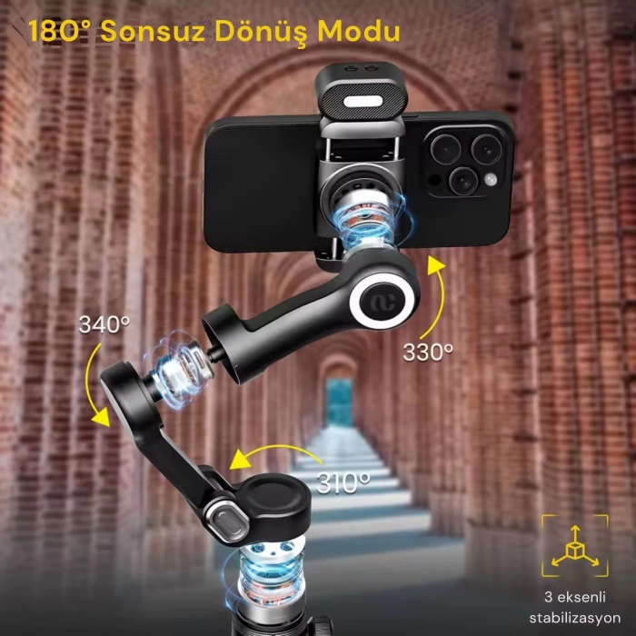 ShopyTech Smart X Pro Combo 3 Eksen Akıllı Telefon Gimbal Stabilizer (iOS & Android)