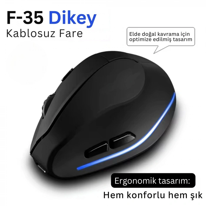 ShopyTech Zelotes F35 Dikey Kablosuz Mouse Ergonomik Şarjlı 2.4G 1000/1600/2400 DPI 6 Tuş