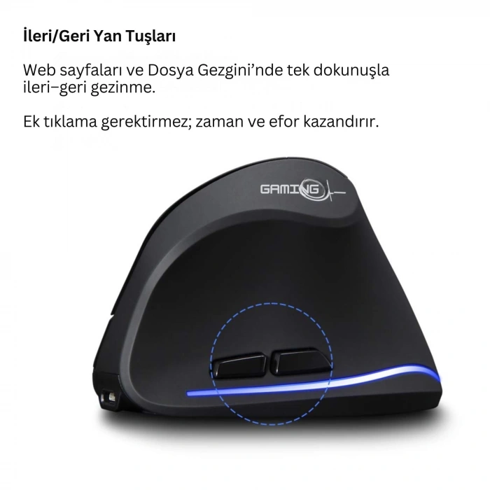 ShopyTech Zelotes F35 Dikey Kablosuz Mouse Ergonomik Şarjlı 2.4G 1000/1600/2400 DPI 6 Tuş
