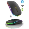 ShopyTech Çift Mod Kablosuz Mouse Bluetooth 5.2 + 2.4G Şarjlı Sessiz Tıklama RGB Işıklı (500 mAh)SİYAH