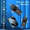 ShopyTech Kablosuz 4ü 1 Arada Yaka Mikrofonu Type-C Lightning 3.5mm Uyumlu Gürültü Azaltmalı Telefon Kamera Mikrofonu