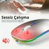 Shopy Tech Çift Mod Kablosuz Mouse Bluetooth 5.2 + 2.4G Şarjlı Sessiz Tıklama RGB Işıklı (500 mAh)GÜMÜŞ