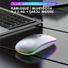 Shopy Tech Çift Mod Kablosuz Mouse Bluetooth 5.2 + 2.4G Şarjlı Sessiz Tıklama RGB Işıklı (500 mAh)GÜMÜŞ