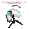ShopyTech 5i 1 Arada Mikrofonlu LED Işıklı Vlog Kiti Tabanca Tutuşlu Masaüstü Tripod & Selfie Stick|Telefon/Kamera Uyumlu
