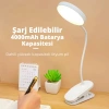 ShopyTech Klipsli LED Masa Lambası USB Şarjlı 3 Kademeli Dokunmatik Göz Yormaz Işık (4000 mAh)