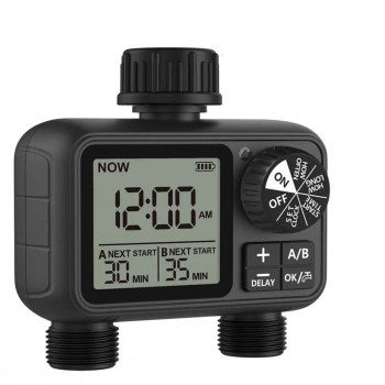ShopyTech Çift Çıkışlı Dijital Sulama Zamanlayıcı IPX5, LCD Ekranlı Yağmur Erteleme A/B Bağımsız Programlama (3/4)