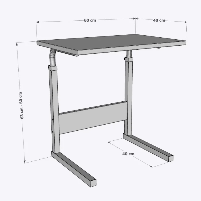60X40 Yükseklik Ayarlı Çalışma Masası,Hasta Yemek Masası,Laptop Sehpası