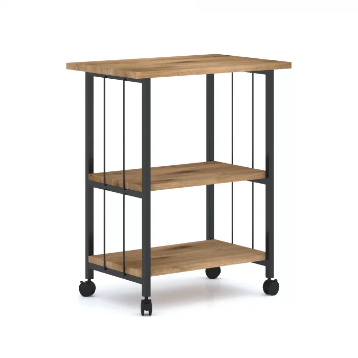 Çok Amaçlı Frenli Tekerlekli 3 Katlı Mutfak Fırınlık Kahve Masası Yazıcı Sehpası Servis Sunum Arabası